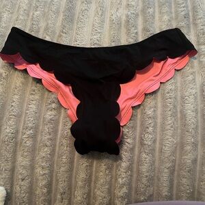PINK Victoria's Secret Black and Pink Bikini Bottoms